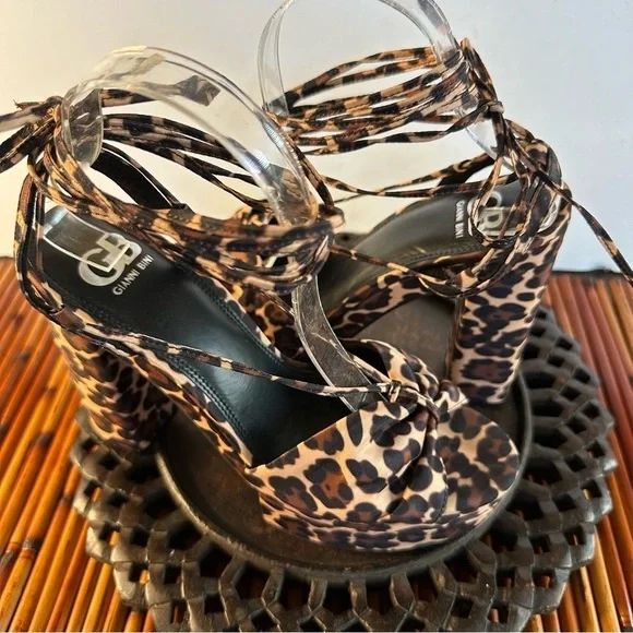 Gianni Bini Sz 9 Ankle-Strap High Heels Platform Leopard - Picture 4 of 10